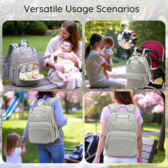 AIJIEKE diaper backpack gray stroller straps enable hands-free walking.