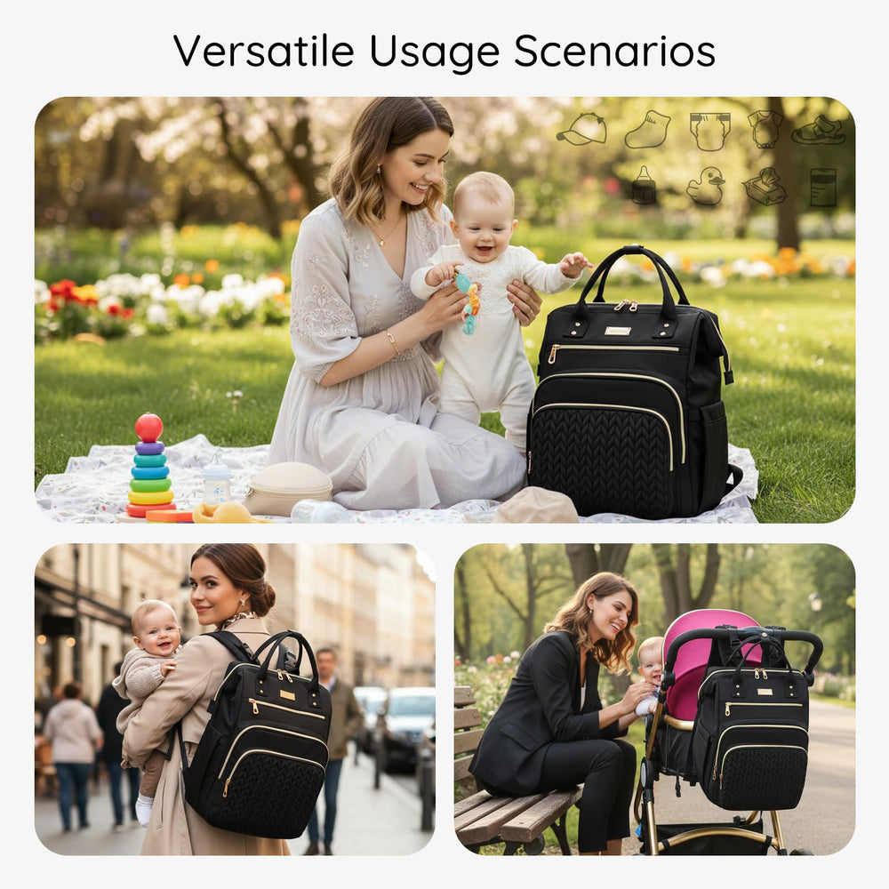 AIJIEKE Diaper Bag features 14 pockets for organized baby and parent items.