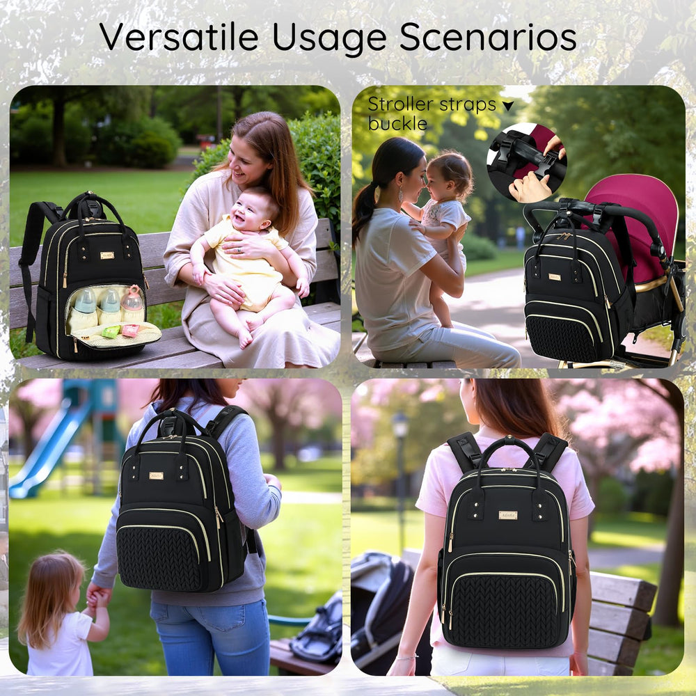 AIJIEKE Diaper Bag Backpack changing pad supports quick diaper changes.