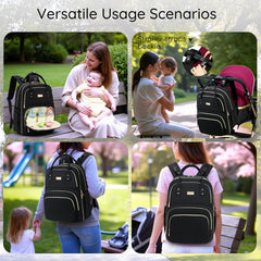 AIJIEKE Diaper Bag Backpack changing pad supports quick diaper changes.