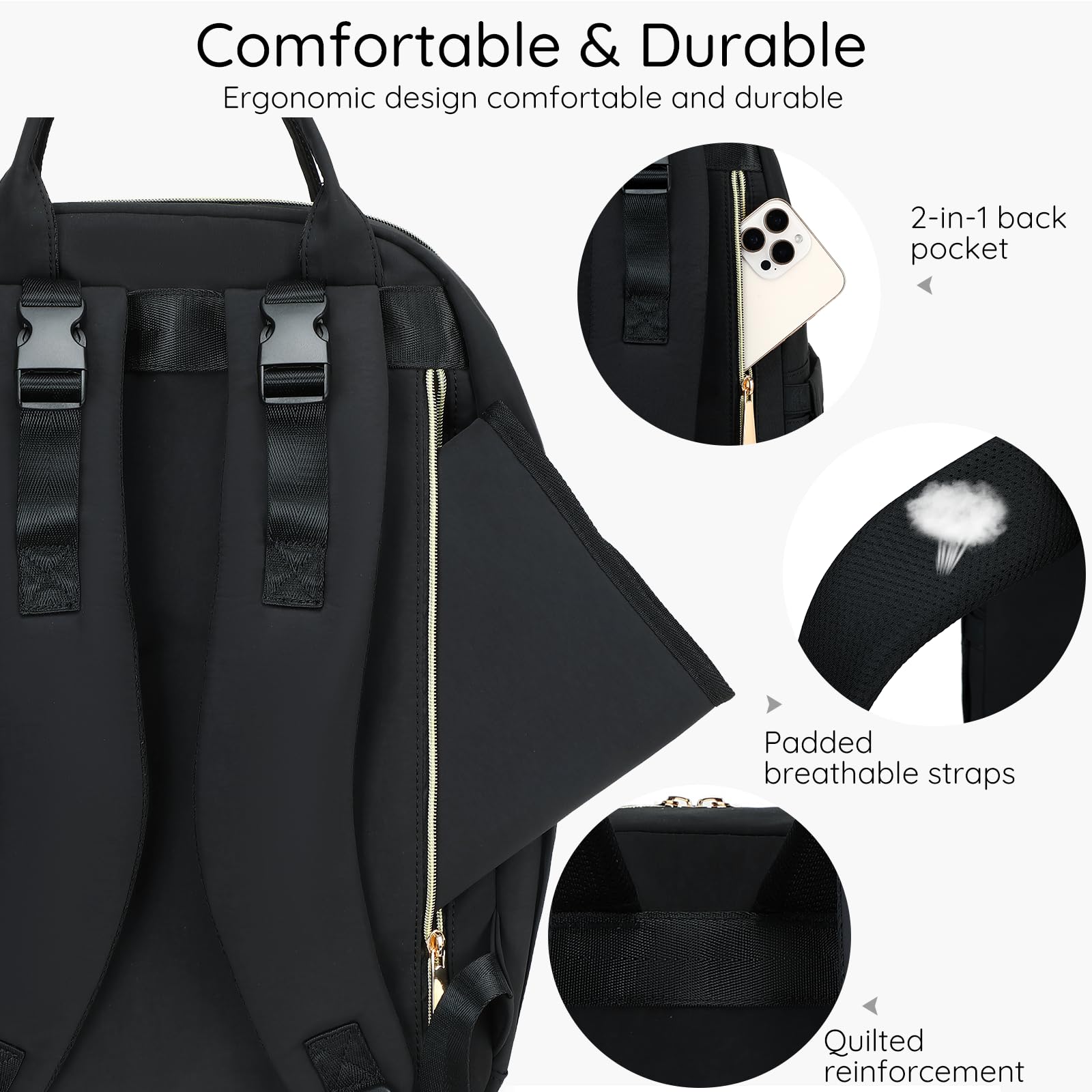 AIJIEKE Diaper Bag Backpack durable, waterproof material withstands daily use.