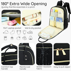 AIJIEKE Diaper Bag Backpack insulated pockets keep bottles warm or cool.