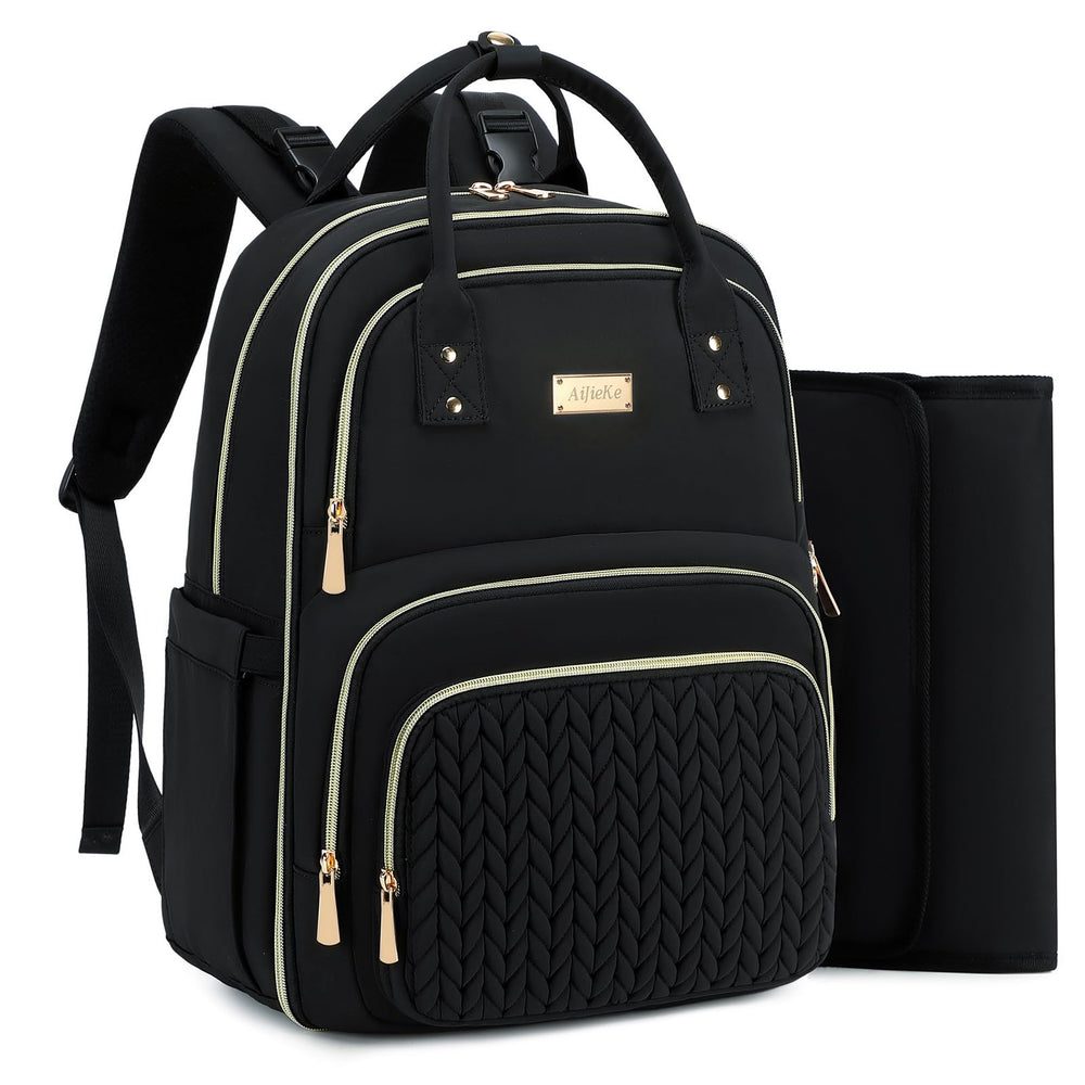AIJIEKE Diaper Bag Backpack main compartment keeps baby and parent essentials organized.