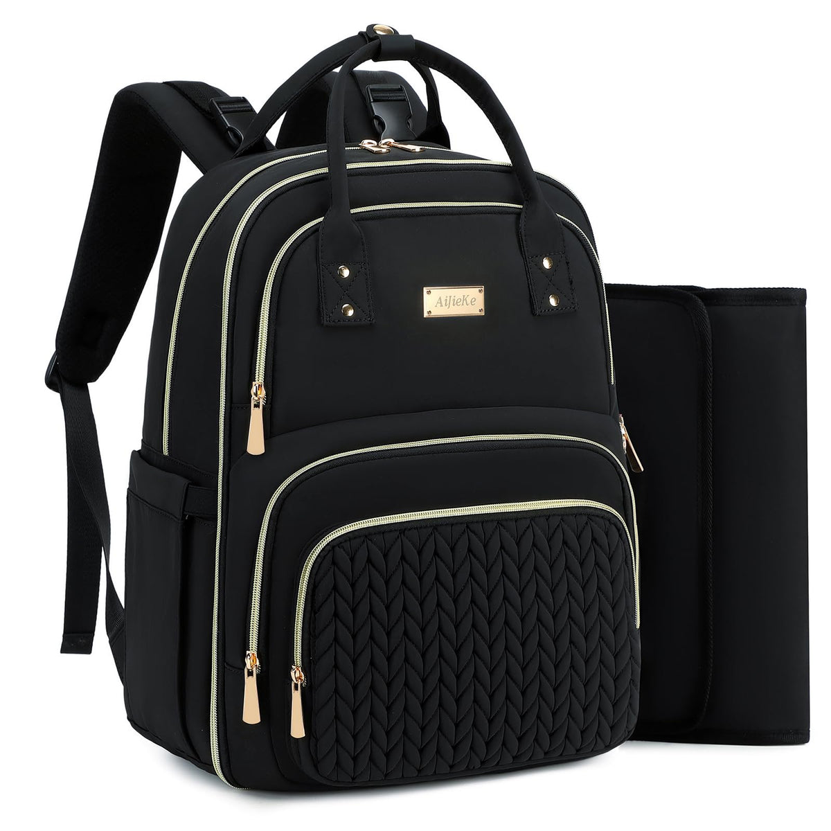 AIJIEKE Diaper Bag Backpack main compartment keeps baby and parent essentials organized.