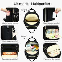 AIJIEKE Diaper Bag Backpack stroller straps provide hands-free convenience.