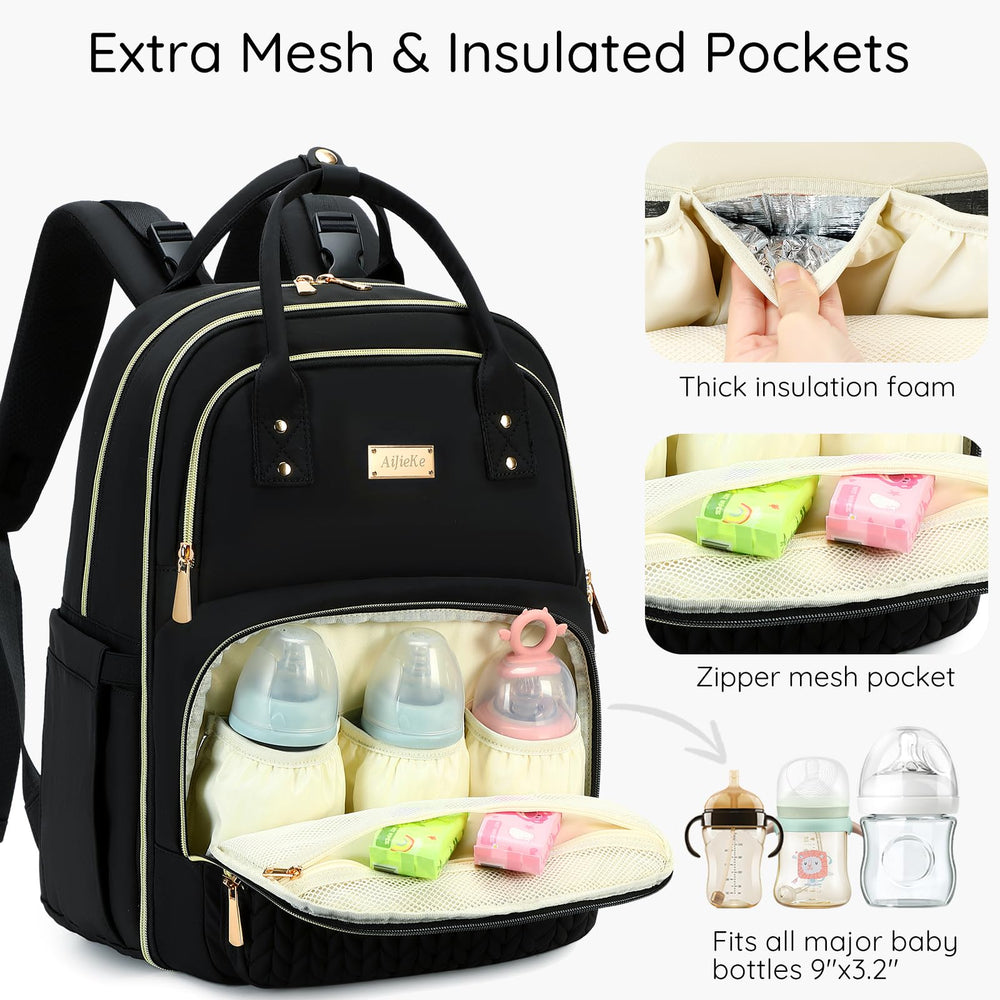 AIJIEKE Diaper Bag Backpack wet and dry pocket keeps items separate.