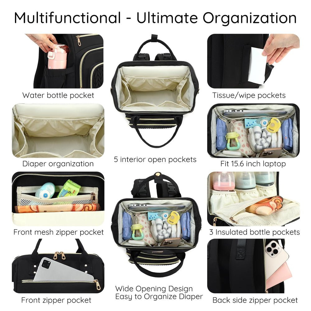 AIJIEKE Diaper Bag foldable changing pad for mess-free diaper changes.
