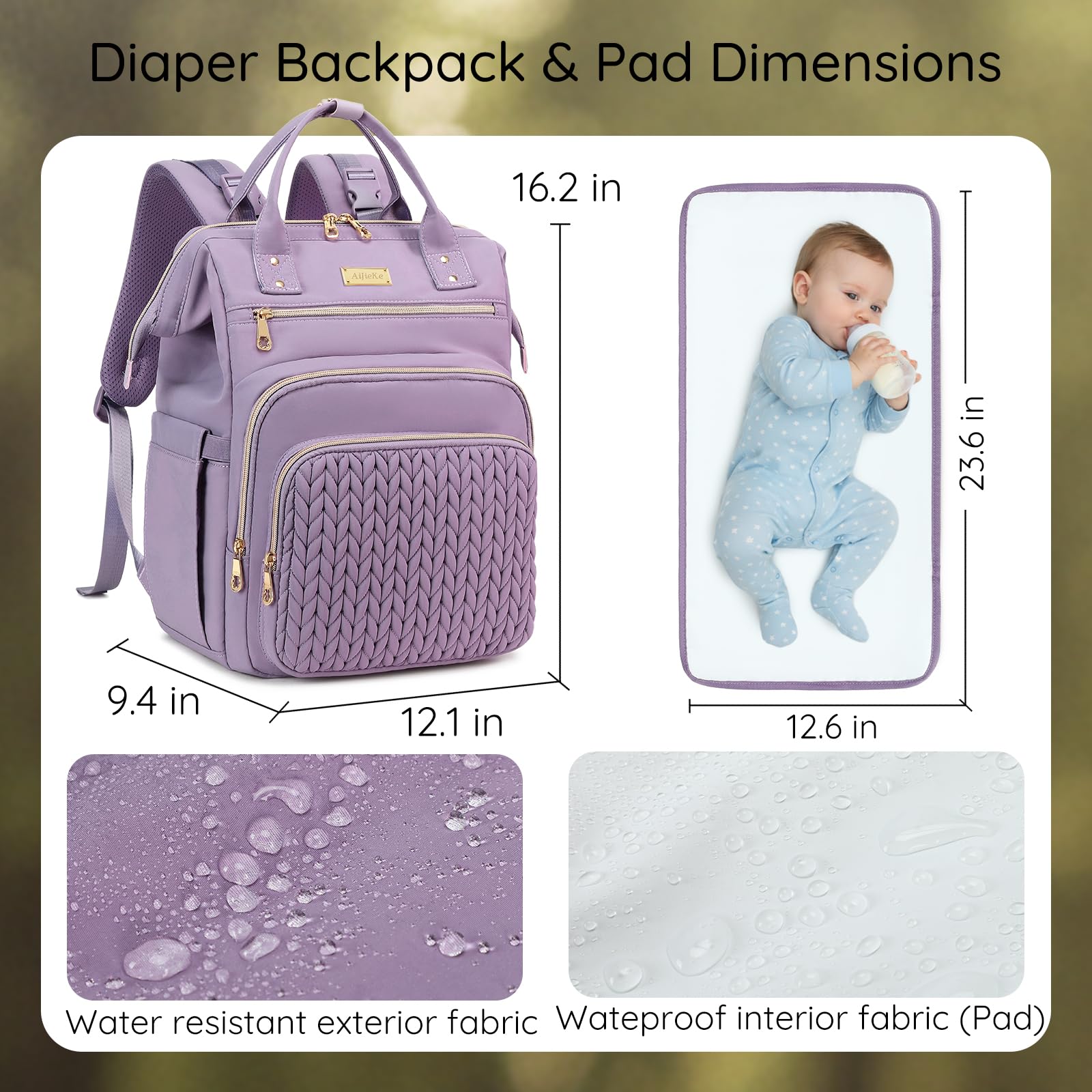 AIJIEKE diaper bag lightweight design reduces shoulder strain