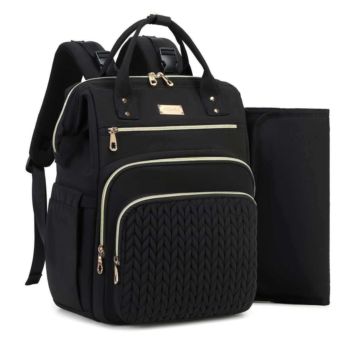 AIJIEKE Diaper Bag wide opening for quick essentials access on the go.
