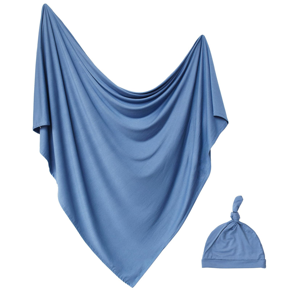 Aijoviko newborn swaddle blanket in steel blue with soft, breathable fabric for cozy sleep