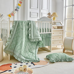 AIKASY ruffled crib bedding comforter with soft microfiber for year-round cozy sleep