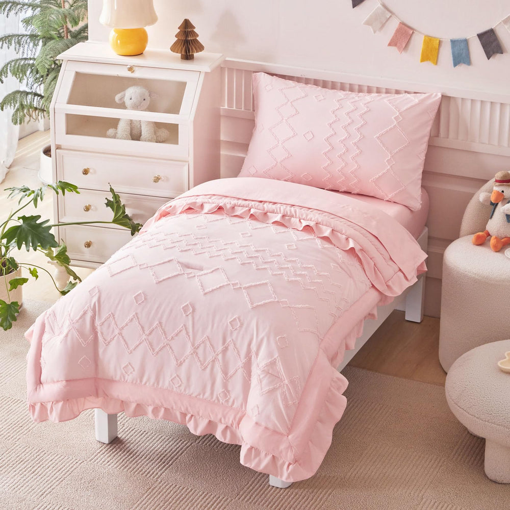 AIKASY toddler bedding set with reversible comforter showing plush warmth and texture