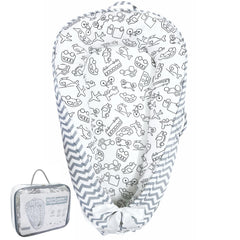 Aila+Aiden baby lounger close-up cover showing organic cotton texture for gentle daytime comfort.