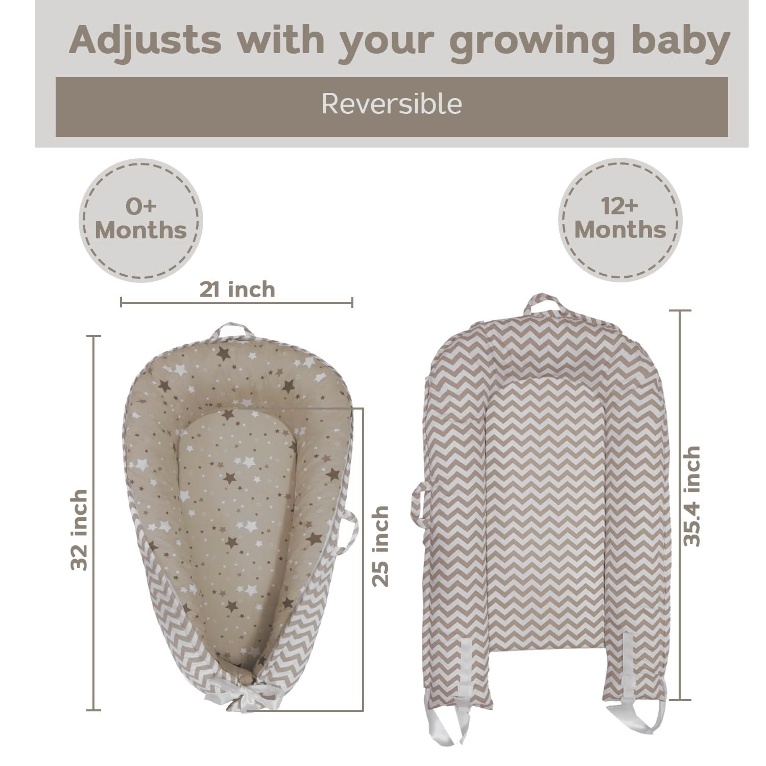 Aila+Aiden baby lounger in use for tummy time, supportive and cozy.
