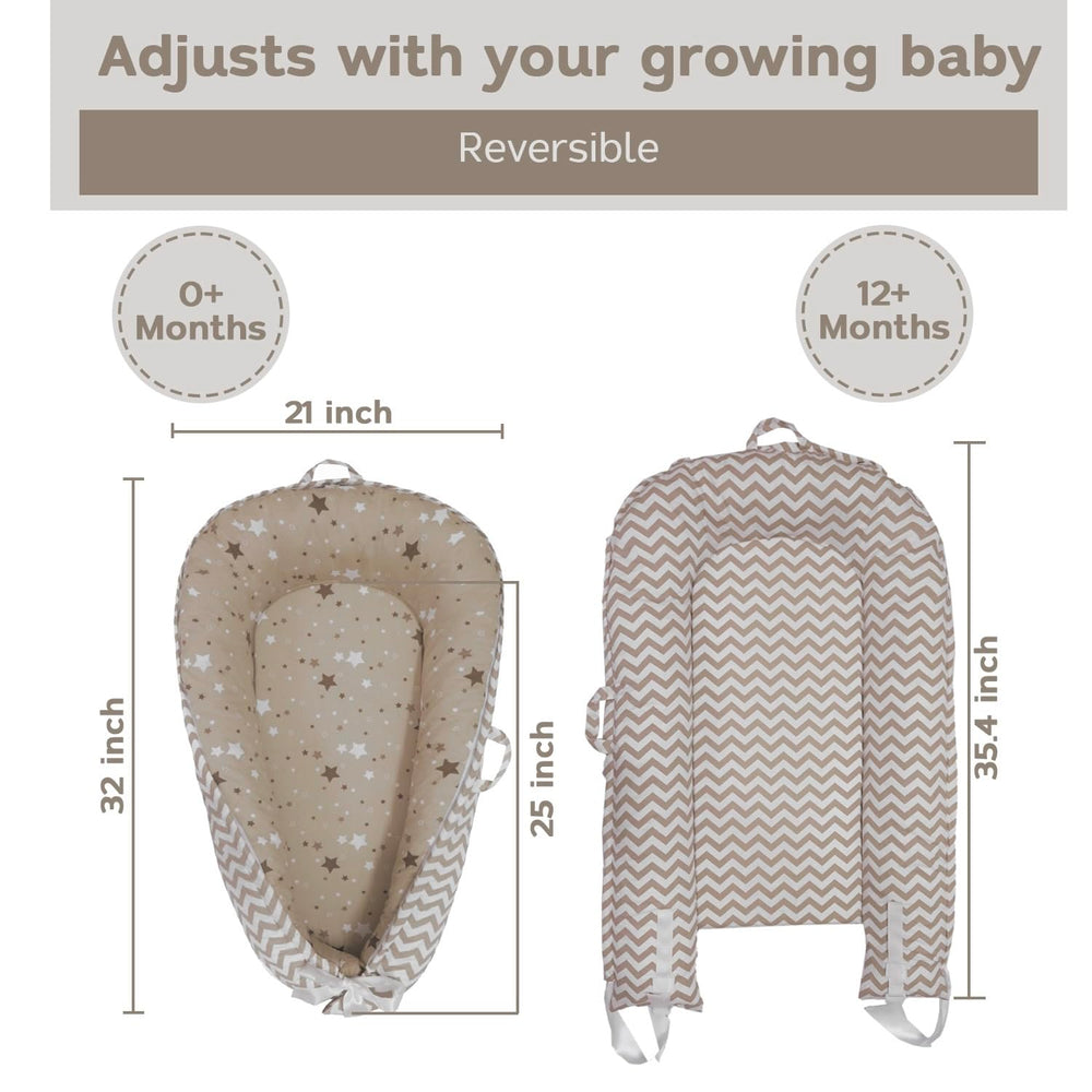 Aila+Aiden baby lounger in use for tummy time, supportive and cozy.