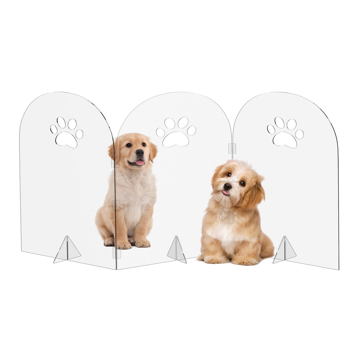 AILOOCEDI acrylic dog gate foldable panel keeps curious puppies safely contained.