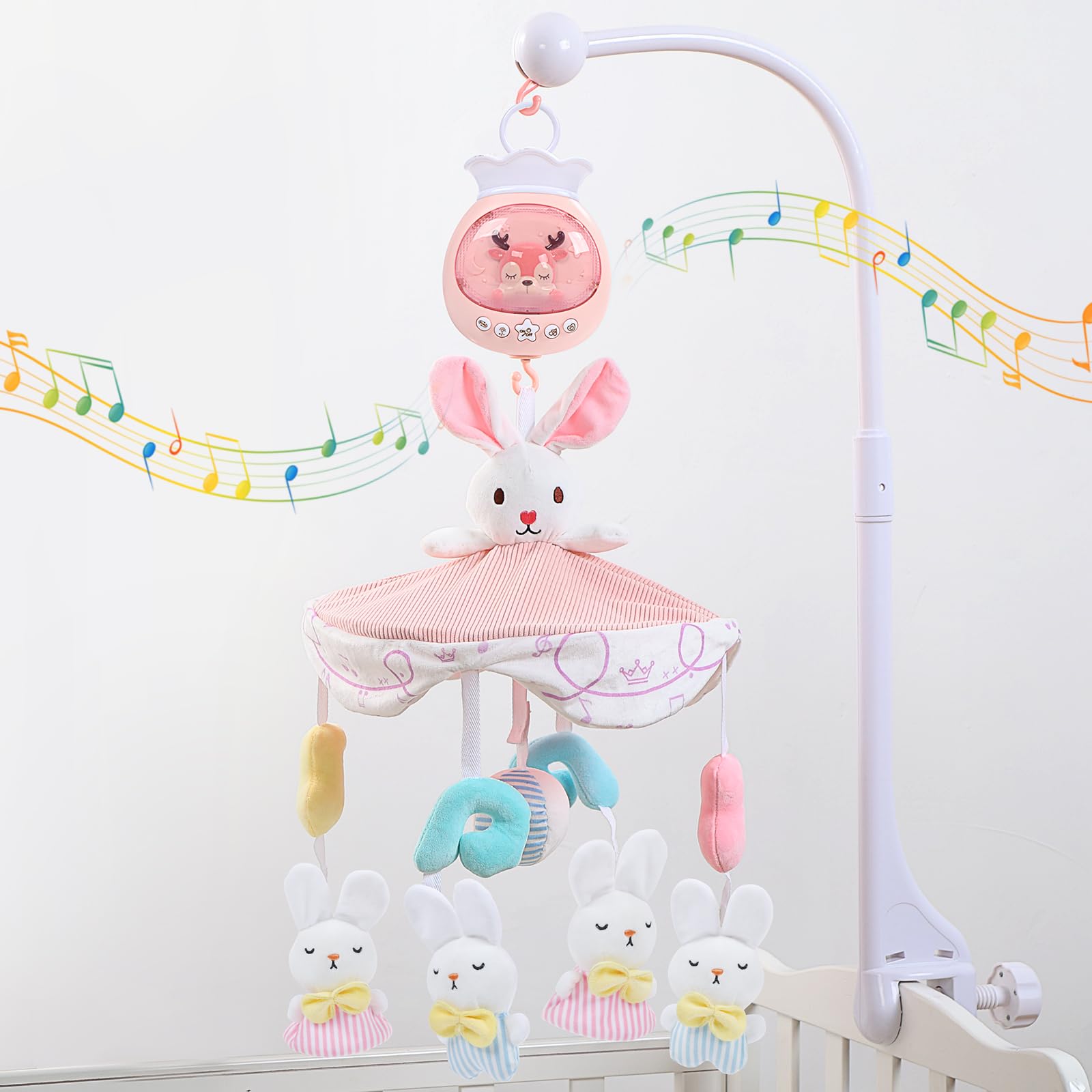 Aimafun baby crib mobile with music and lights for soothing bedtimes.