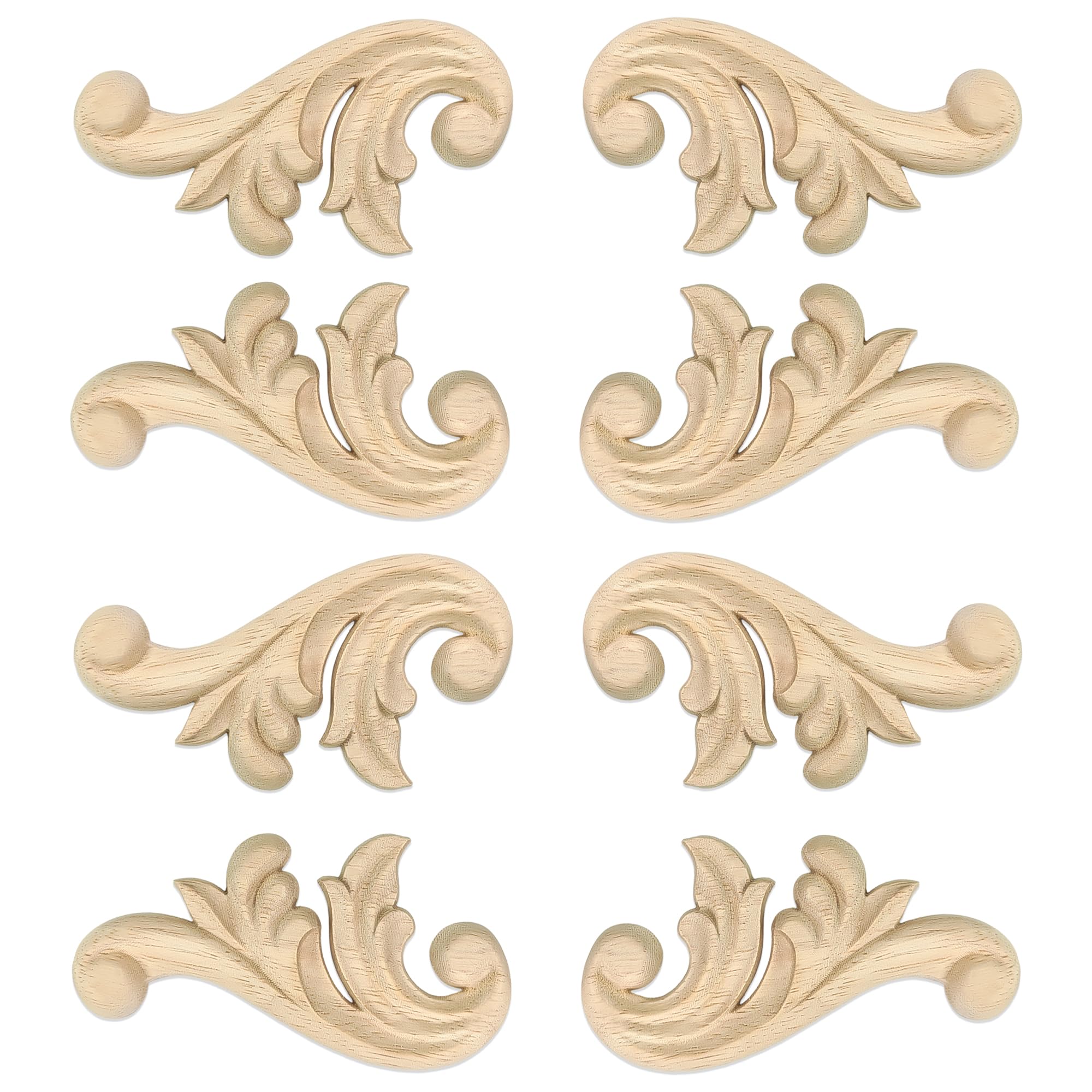 Aiminjey flower carved applique adds elegant detail to wood furniture.