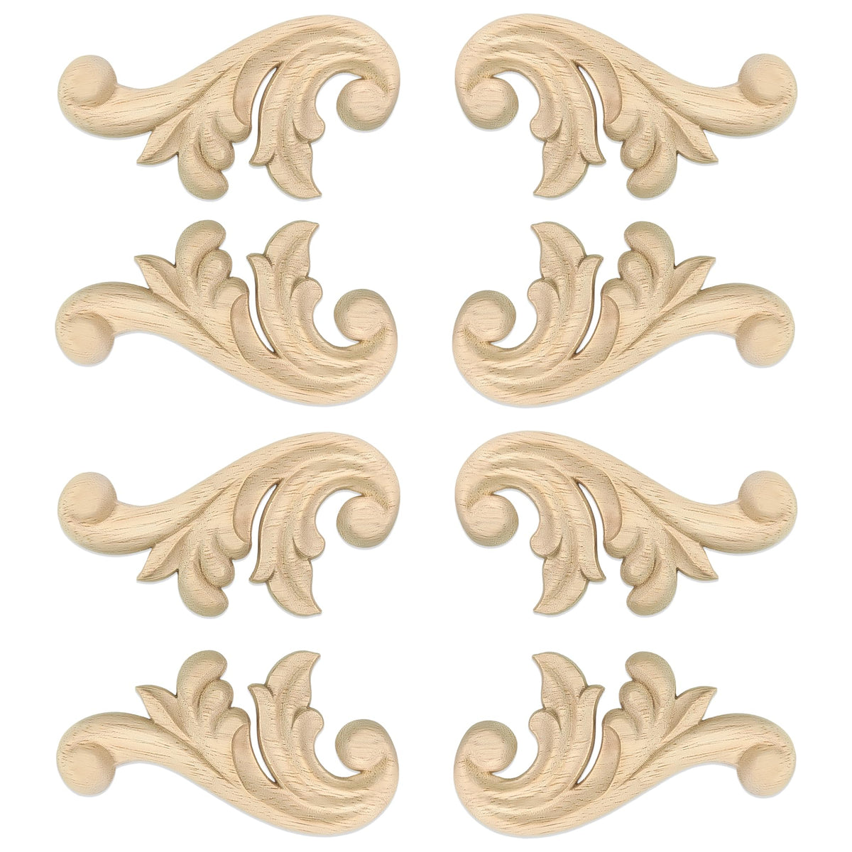 Aiminjey flower carved applique adds elegant detail to wood furniture.