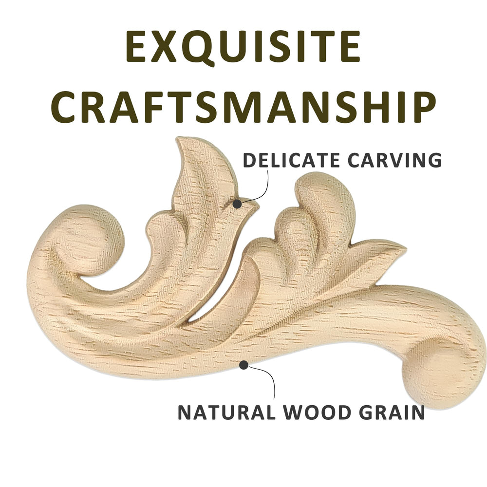 Aiminjey flower carved applique side view showcases intricate craftsmanship.