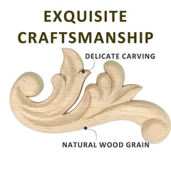 Aiminjey flower carved applique side view showcases intricate craftsmanship.