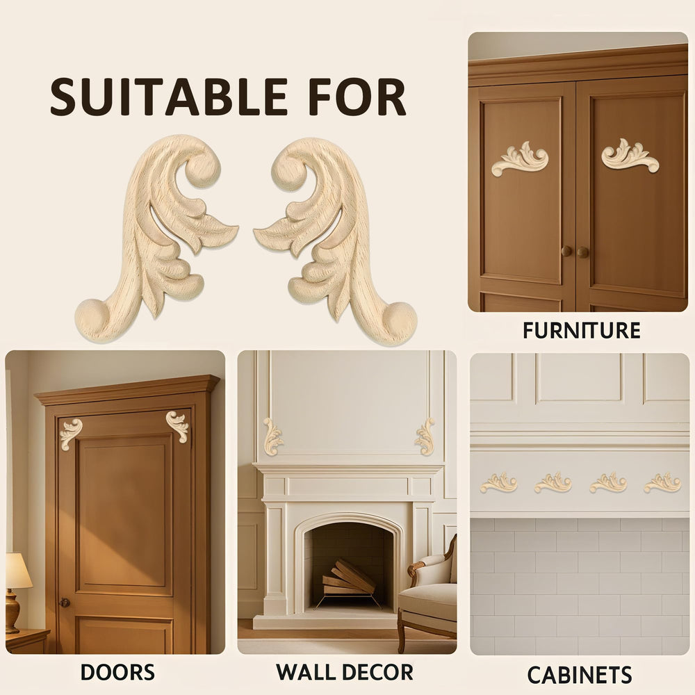 Aiminjey wood decorative pattern applique elevates mantels and mirrors.