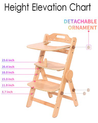 AIMOADO Toddler High Chair Wood 5-point harness emphasizes snug, soft restraint.