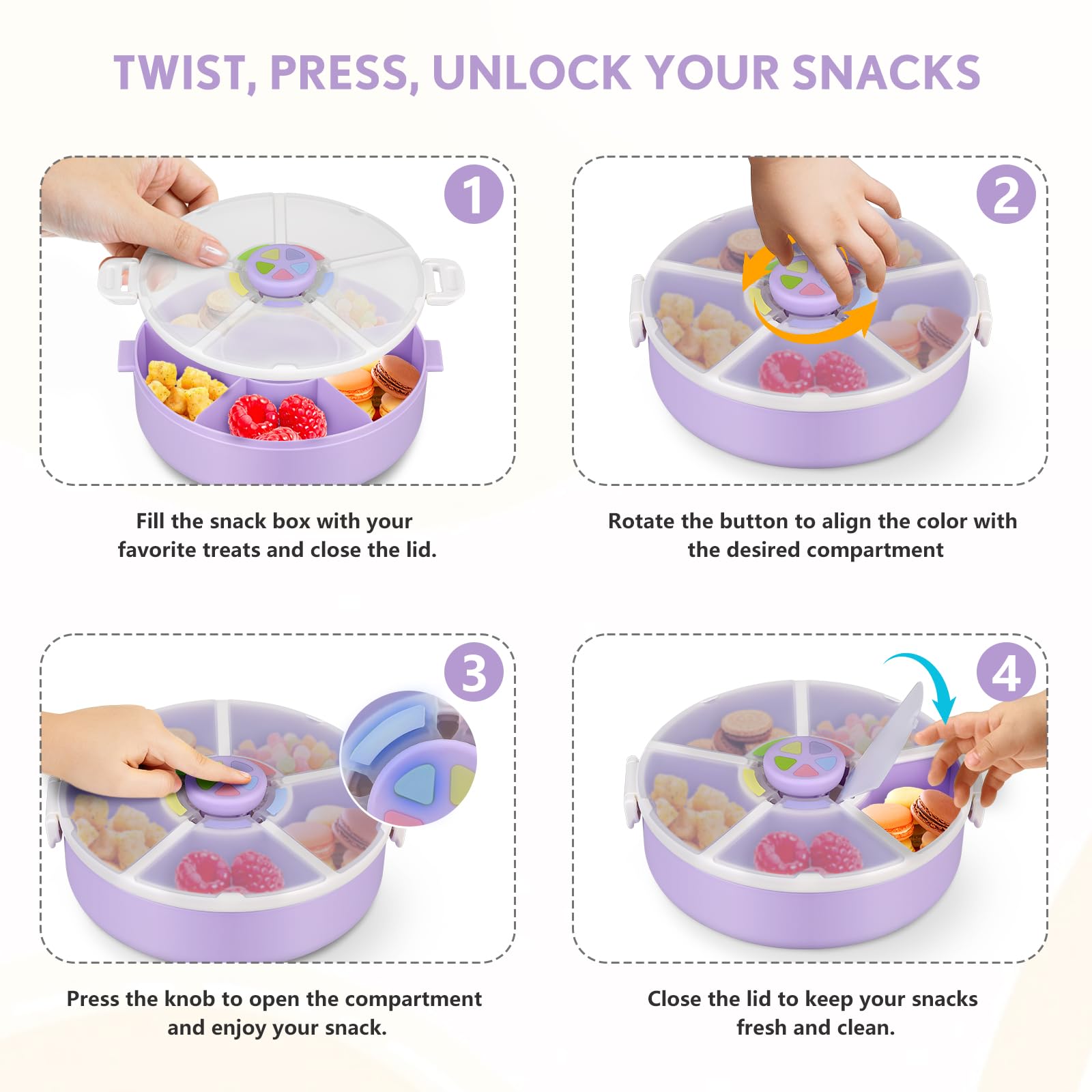Aimsnk Kids Snack Spinner dishwasher-safe polypropylene body for easy cleaning