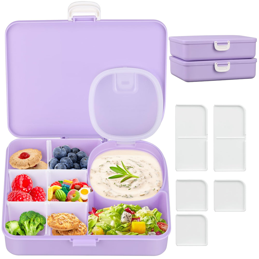 Aimsnk 8-compartment snack box keeps colorful foods neatly arranged for kids' school meals.