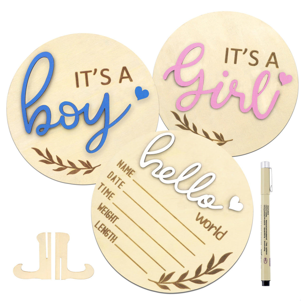 AINBIN Hello World baby sign for newborn photo announcements.