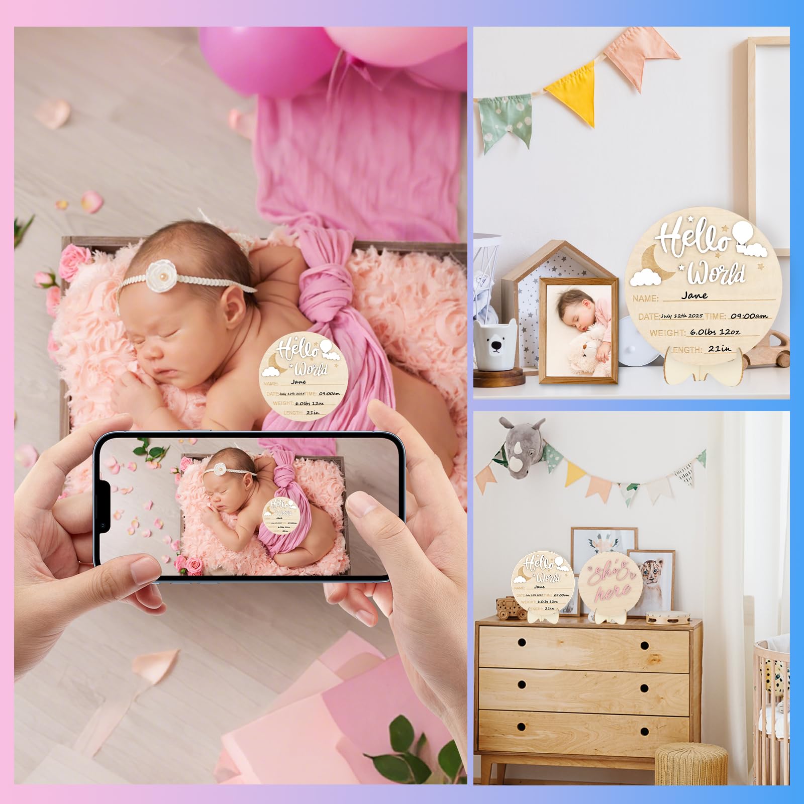 AINBIN Baby shower gift sign, elegant present for celebrating a newborn arrival.