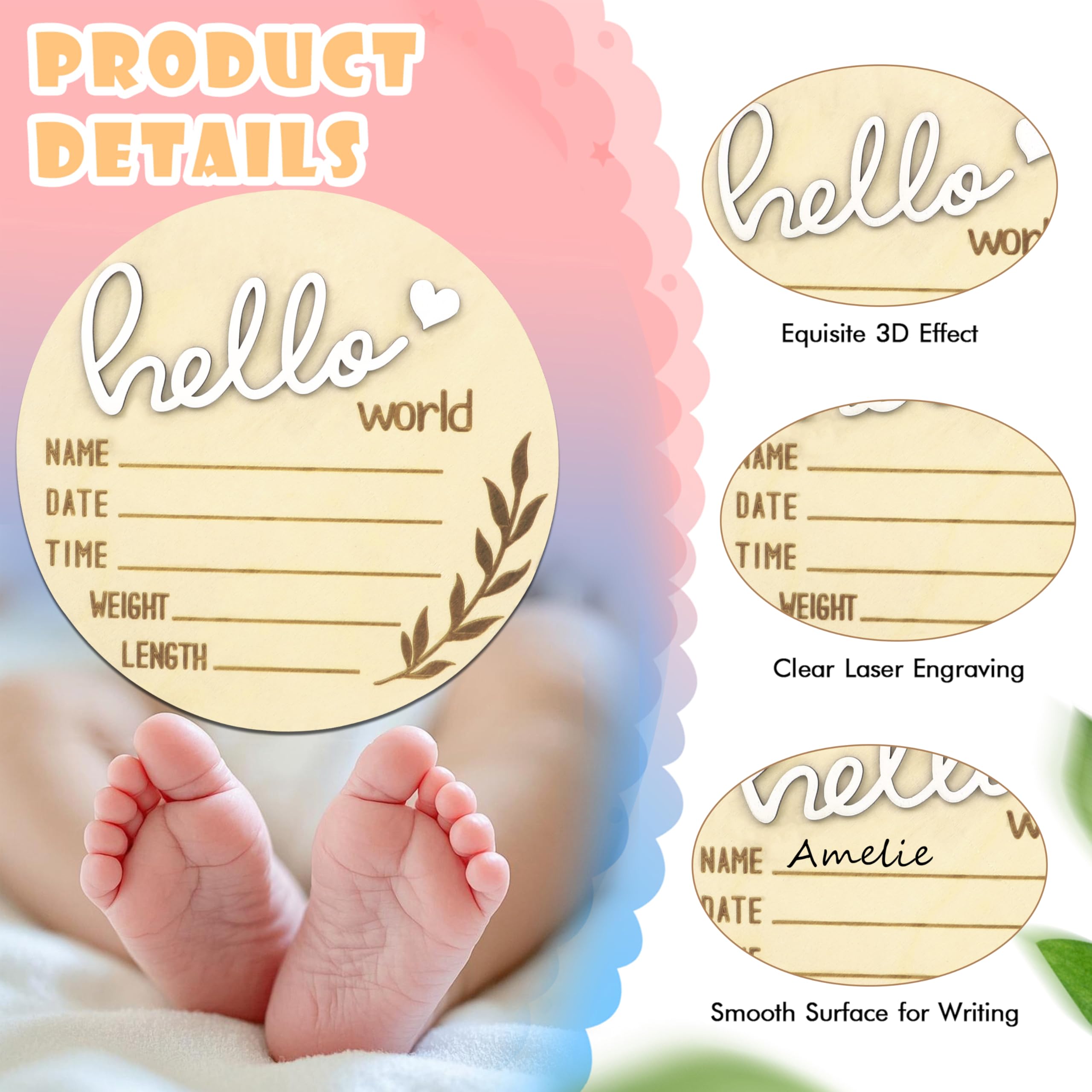 AINBIN Wooden baby shower photo prop sign for photos and memories.