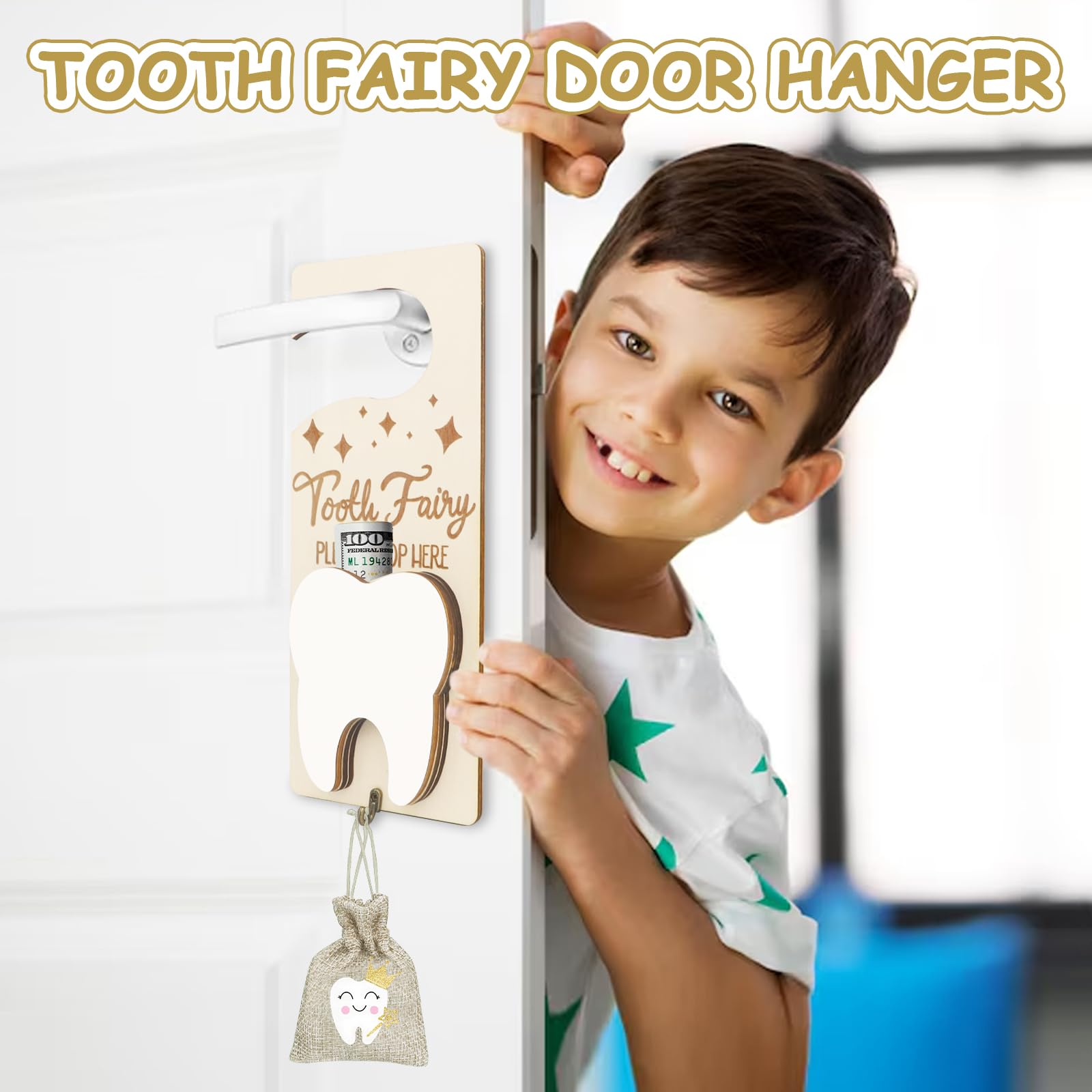 AINBIN burlap teeth pouch offers safe storage for lost teeth and keepsakes.