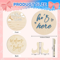 AINBIN Hes Here front engraving for baby arrival decor