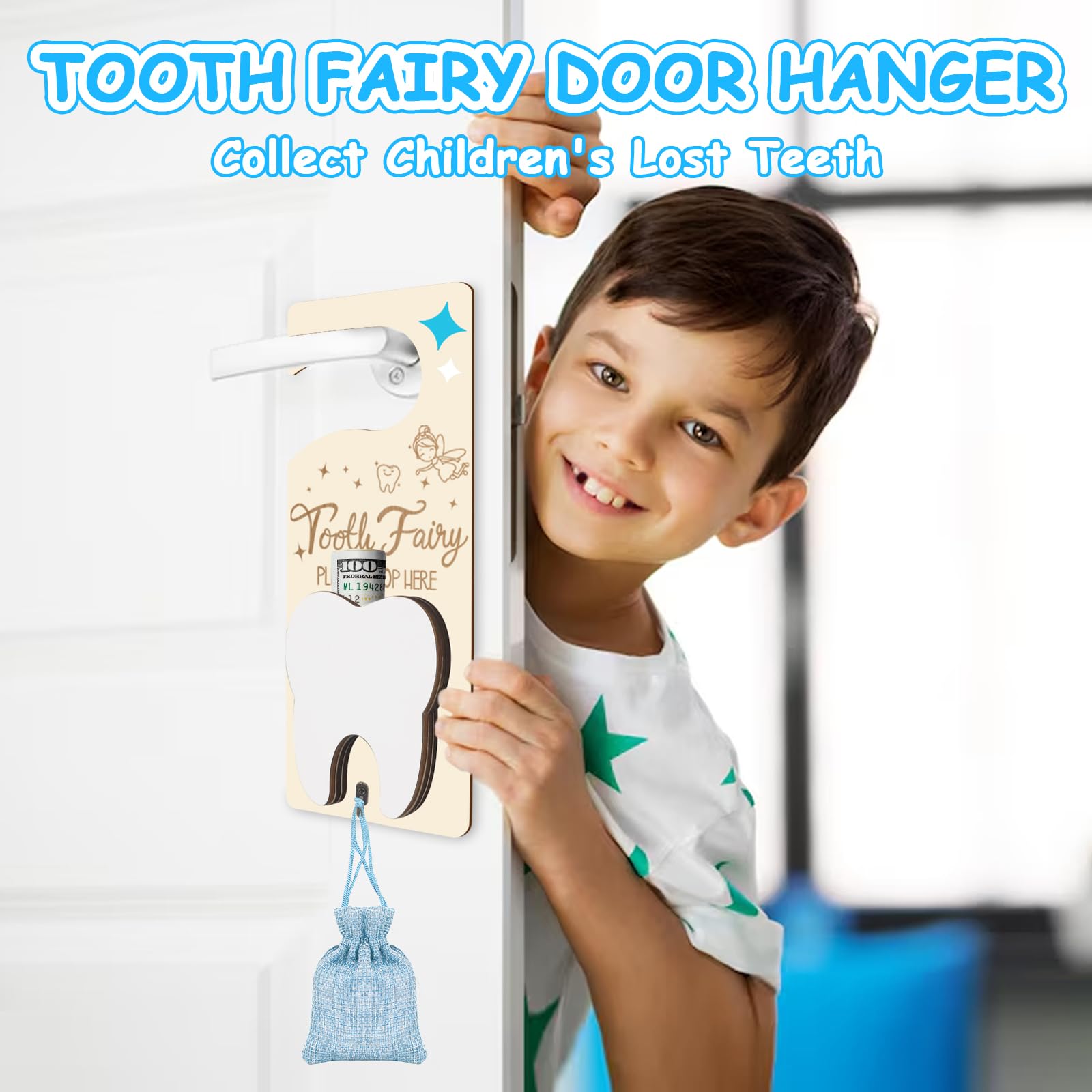 AINBIN Burlap pouch with the Tooth Fairy kit, cozy storage for the tooth.