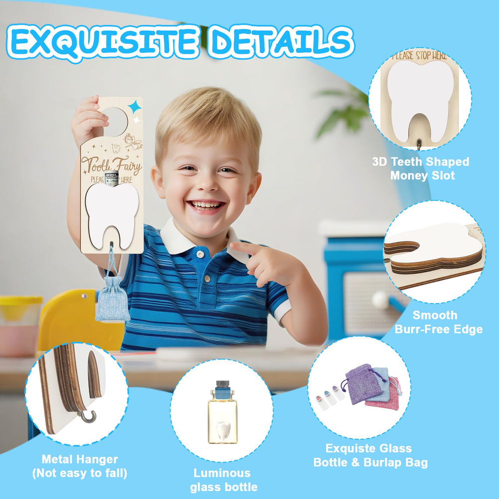 AINBIN Clear glass bottle holding the tooth, a keepsake option.