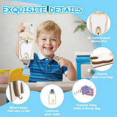 AINBIN Clear glass bottle holding the tooth, a keepsake option.