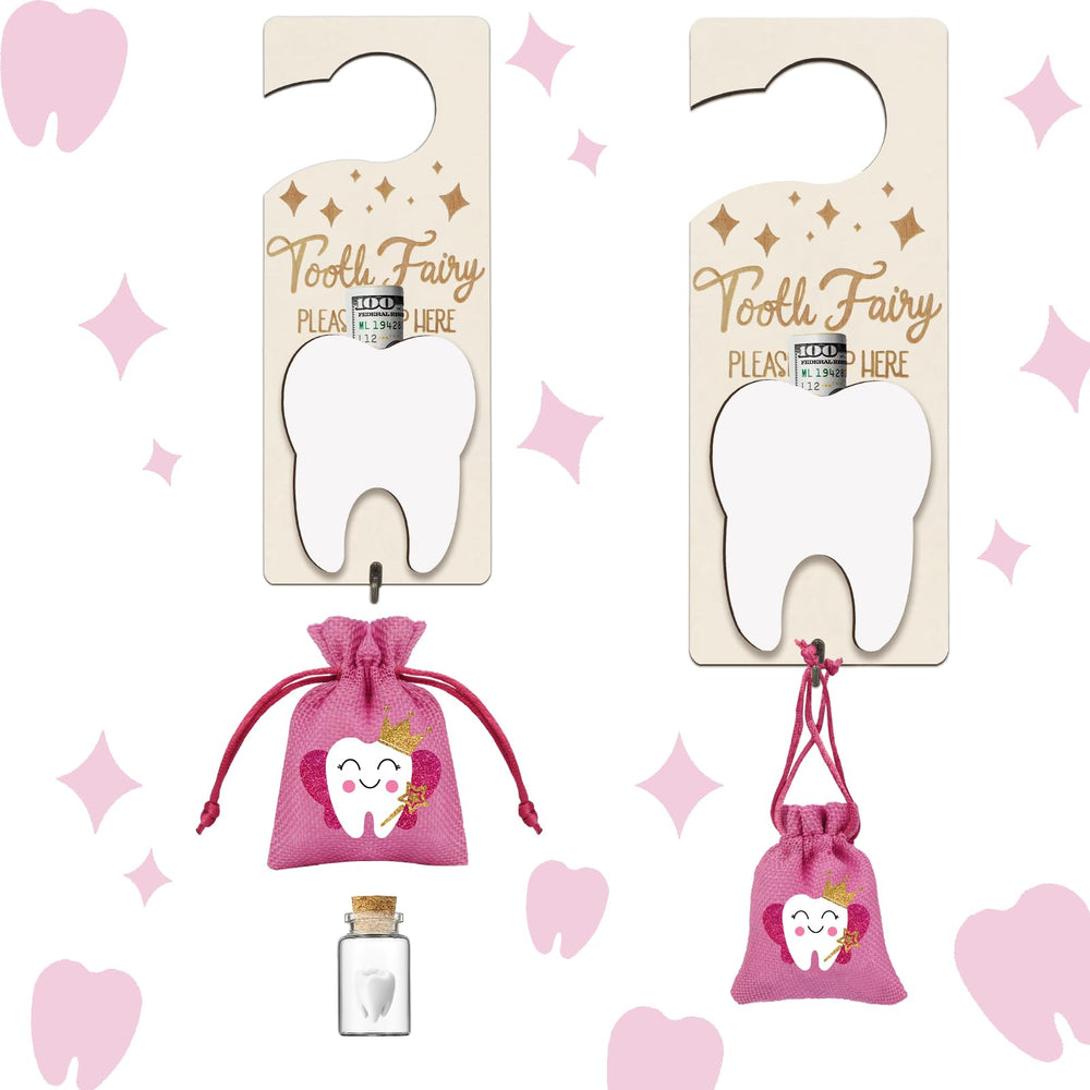 AINBIN tooth fairy door hanger in rose red adds bedtime magic for lost tooth celebrations