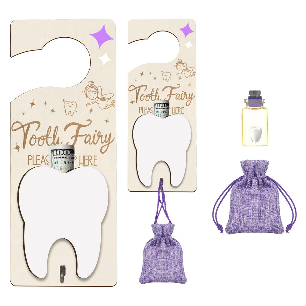 AINBIN Tooth Fairy Door Hanger with warm wood and playful design for easy nightly swaps