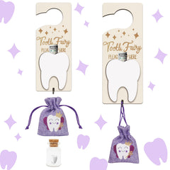 AINBIN tooth fairy door hanger in natural wood, ready for a magical bedtime ritual