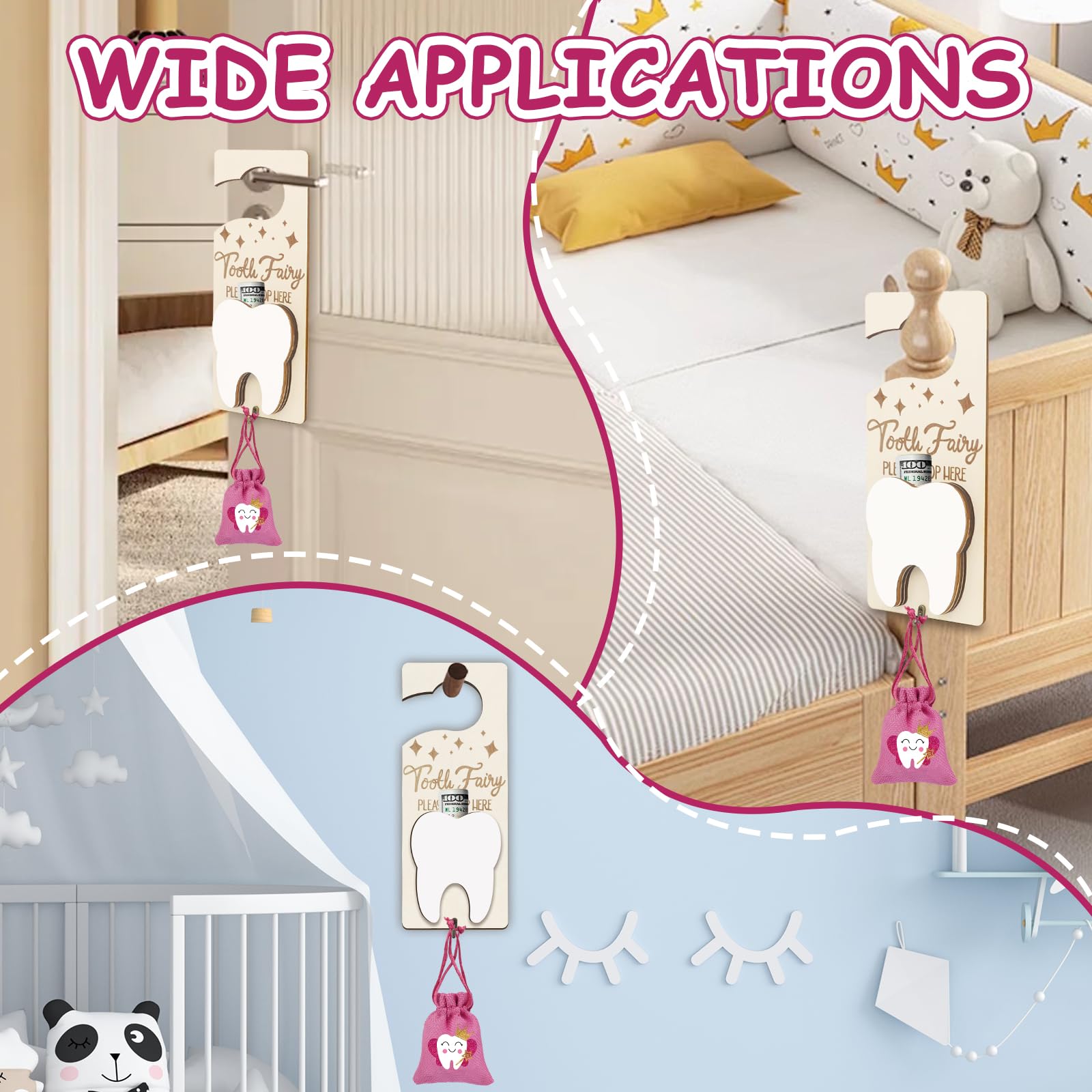 AINBIN tooth storage display with glass bottle and pouch perfect at bedtime