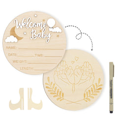 AINBIN Welcome Baby Sign with 3D letters on wood for newborn photos