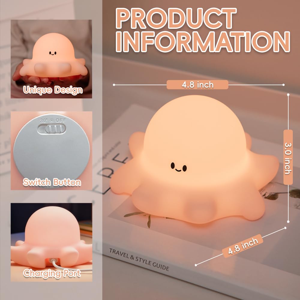 AINEEU Octopus Night Light brightness-control for adjustable illumination.