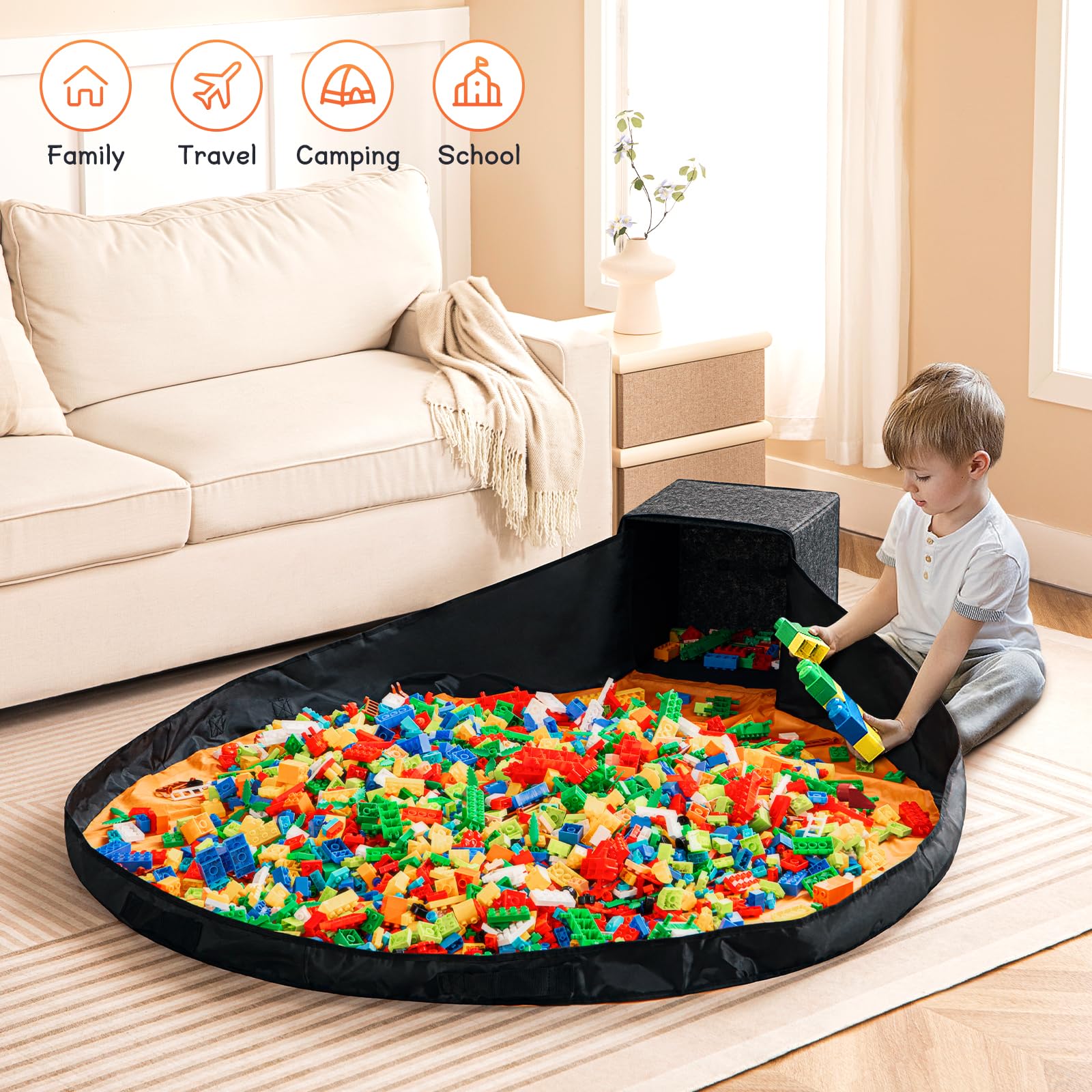 AINIYNM 55inch play mat area provides a spacious building zone
