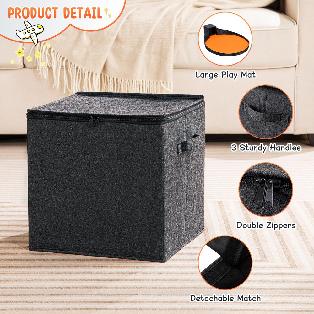 AINIYNM box lid with dual zipper keeps toys secure and contained