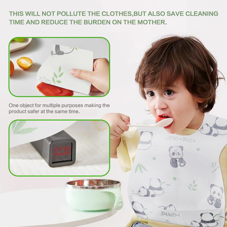 AiQiaoXin individually wrapped bibs are ideal for travel and outings.