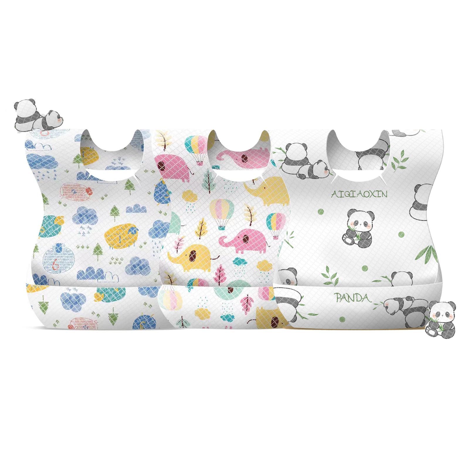 AiQiaoXin baby disposable bibs with soft skin-friendly top layer for comfy meals.
