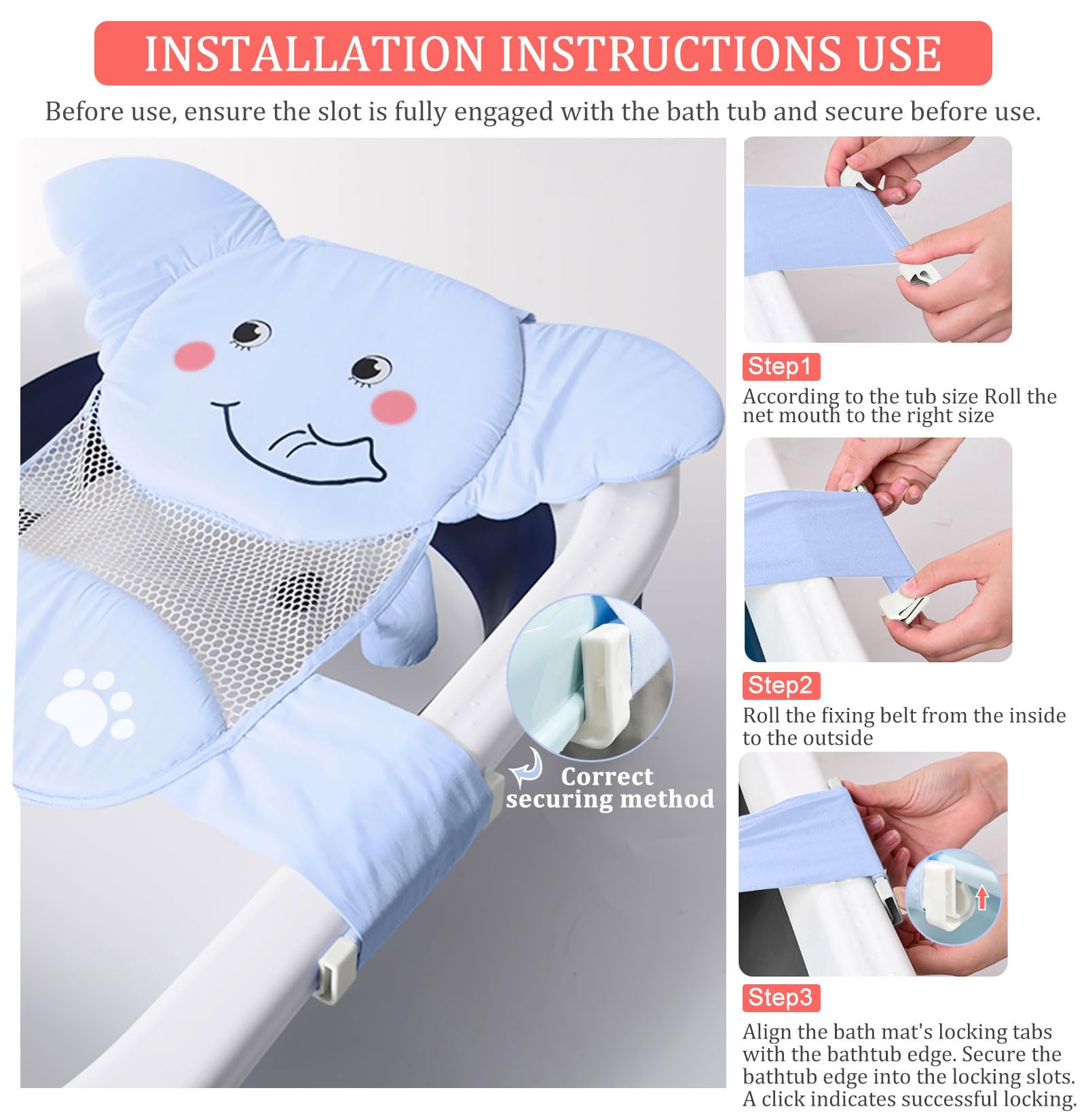 AIR&TREE Baby Bath Seat Net adjustable height feature enabling flexible positioning