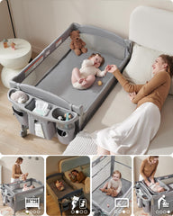 AirClub 4-in-1 bedside sleeper with changing table, bassinet, and playard