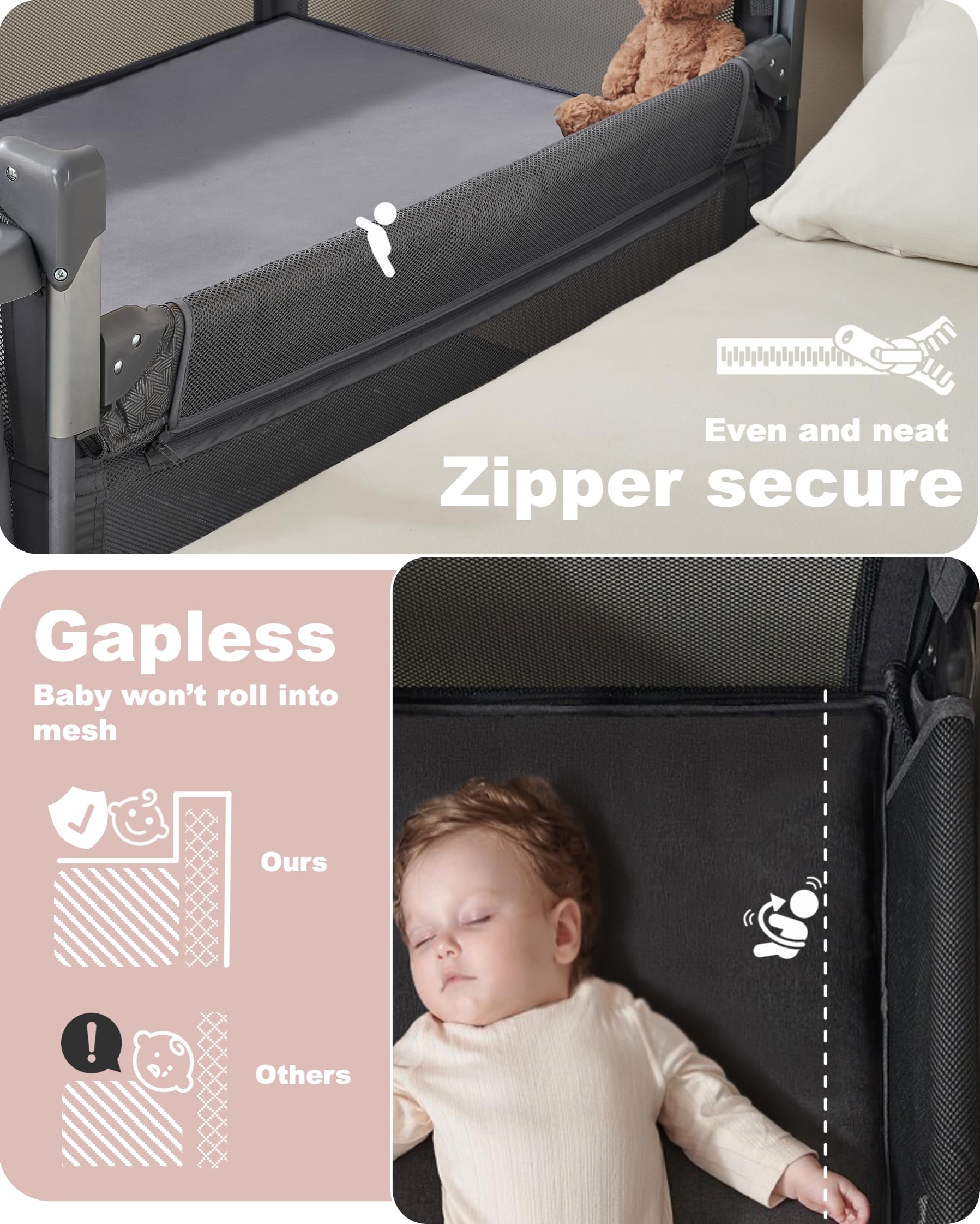 Breathable mesh AirClub bassinet keeps baby cool and secure.